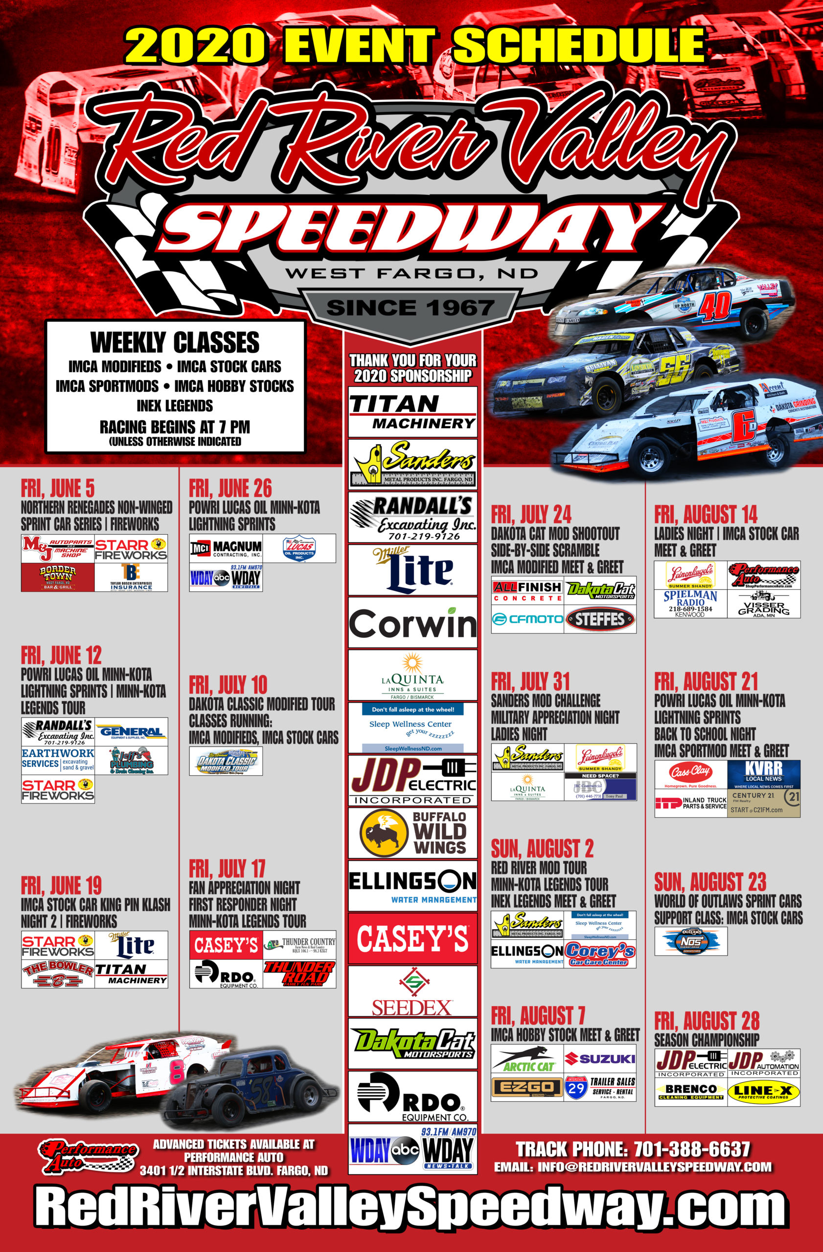 Red River Valley Speedway SCHEDULE