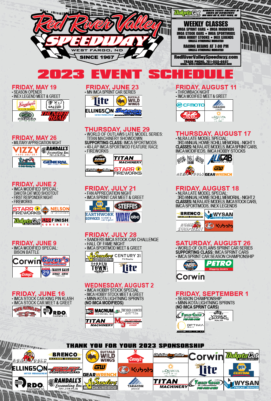 SCHEDULE Red River Valley Speedway   2023 Red River Valley Speedway Schedule 07202023 